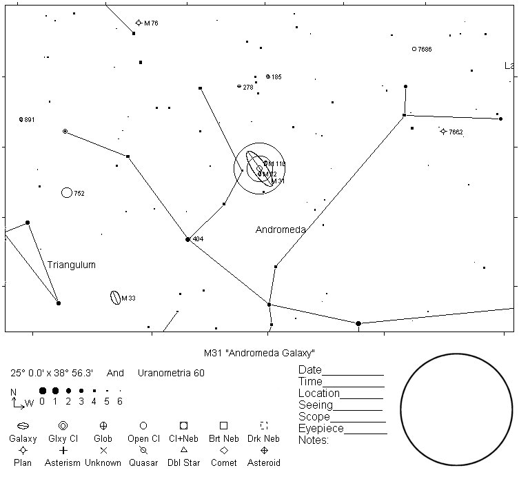 M31 Telrad Finder Chart