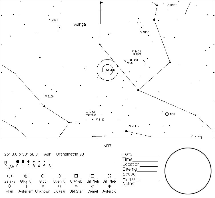 M37 Telrad Finder Chart