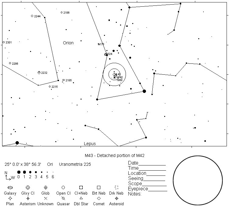 M43 Telrad Finder Chart