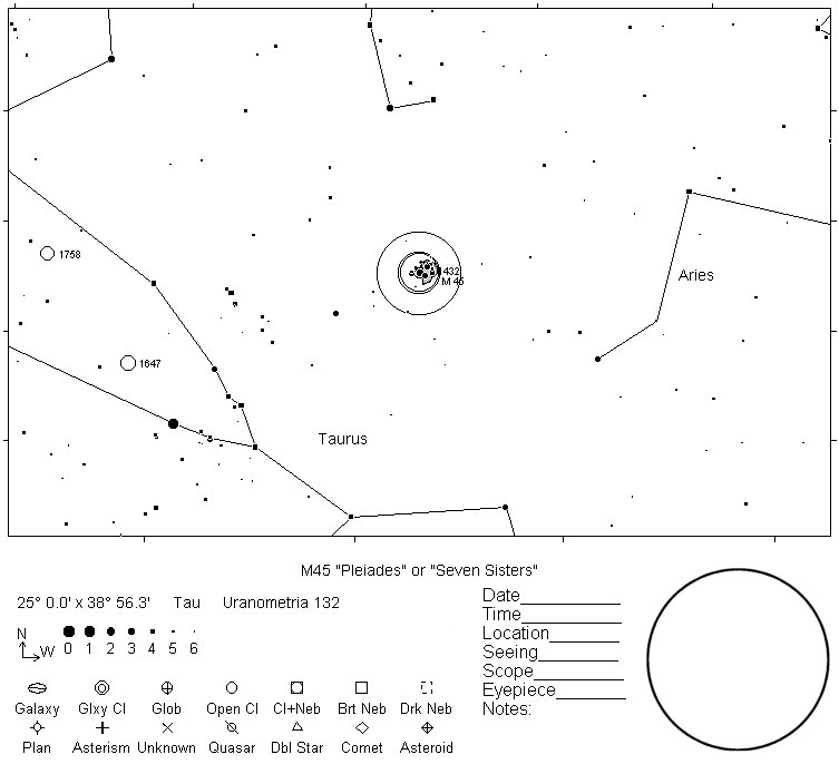 M45 Telrad Finder Chart