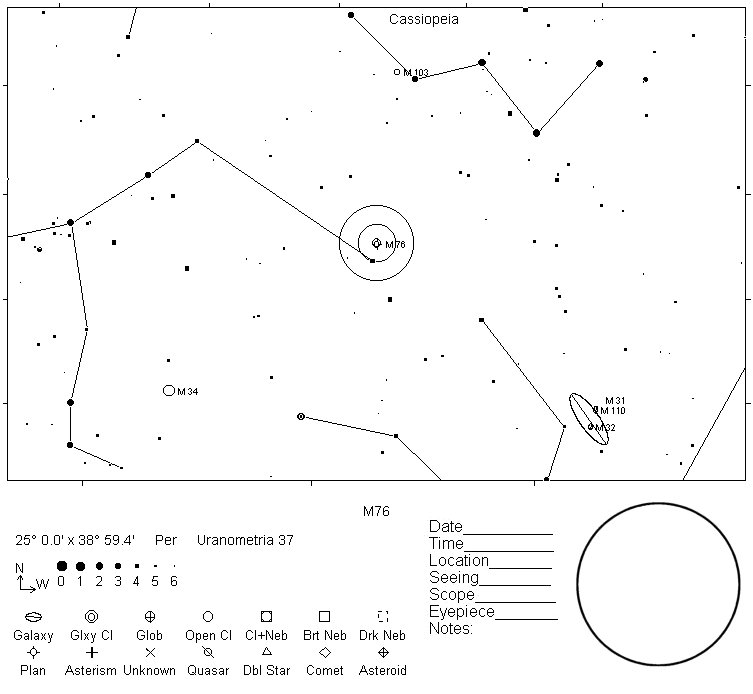 M76 Telrad Finder Chart
