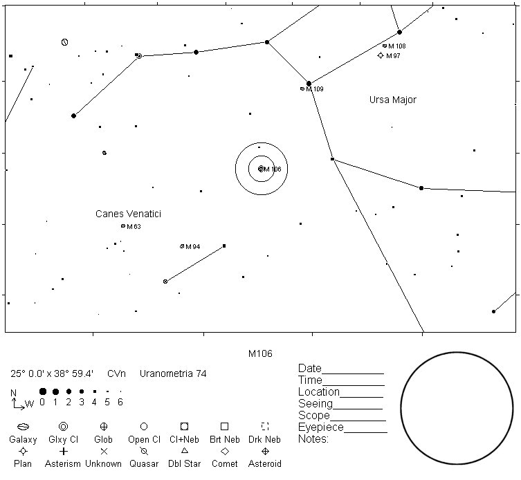 M106 Telrad Finder Chart