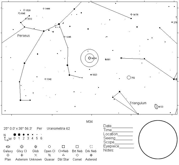 M34 Telrad Finder Chart