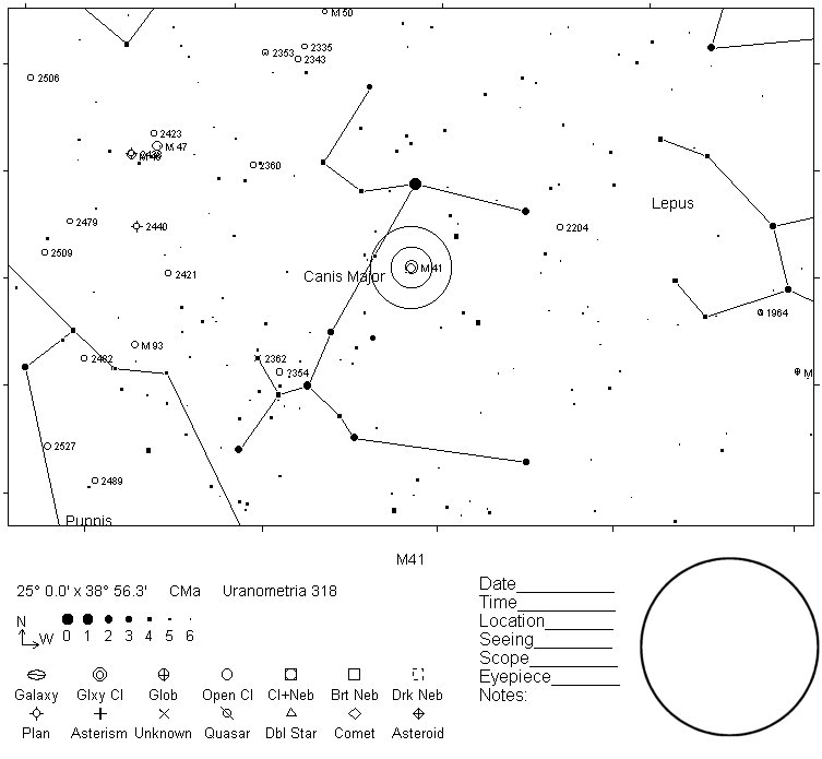 M41 Telrad Finder Chart
