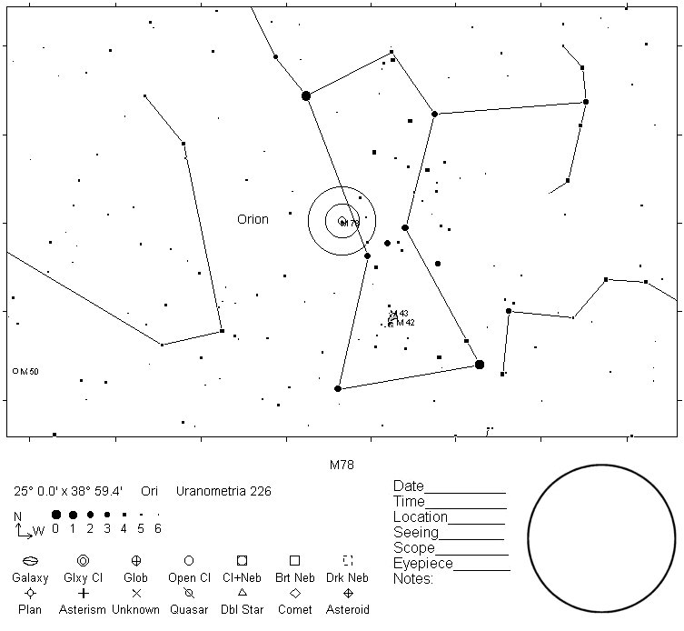 M78 Telrad Finder Chart